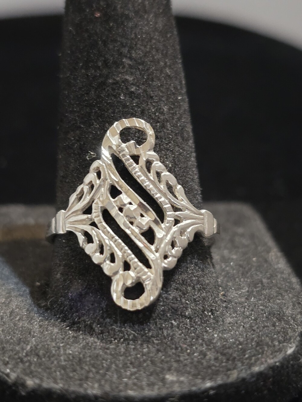 Vintage Sterling Silver Filigree Scroll Ring Size 8.75 925